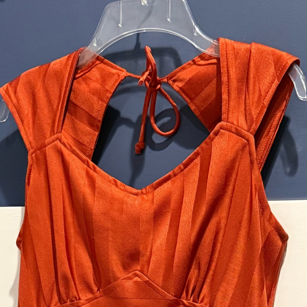 Women's Rust Orange Midi A-Line Dress Size S (no tag) - Picture 3 of 8